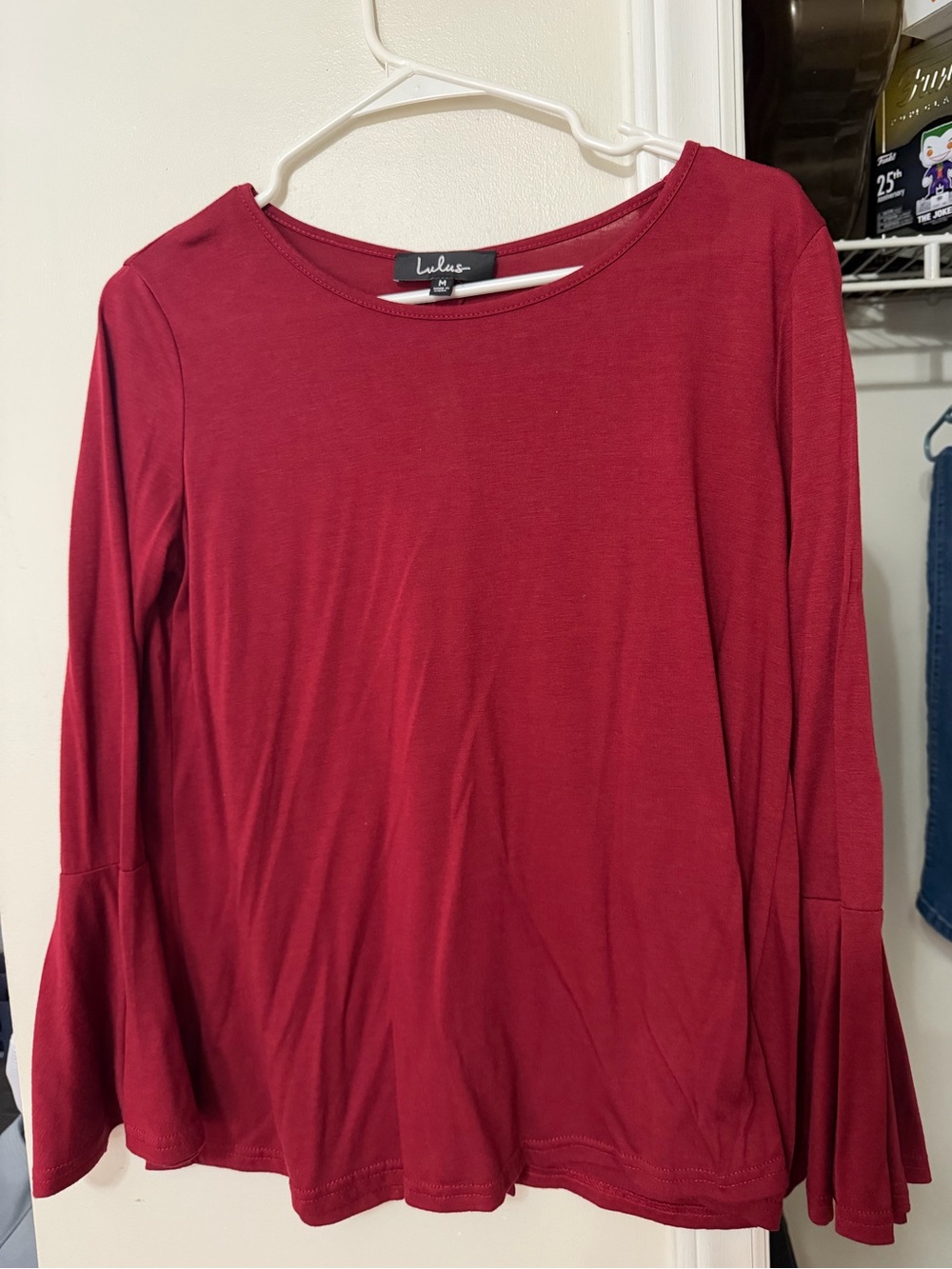 Lulu's Open-Back Long-Sleeve Top in Wine Red